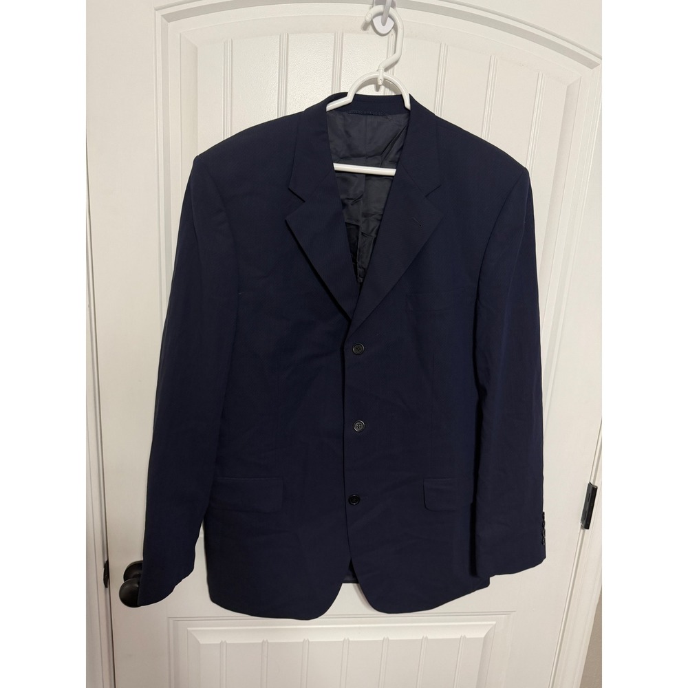 Roy Robson Blazer Men 42R Wool Vitale Barberis Canonico Navy Blue 3-Button EUC